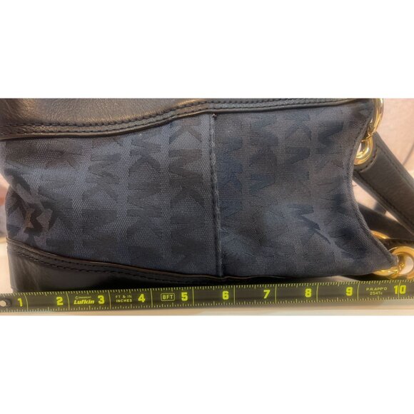 Michael Kors MK Jacquard Canvas Leather Large Drawstring Shoulder Tote Bag Purse - Picture 9 of 13